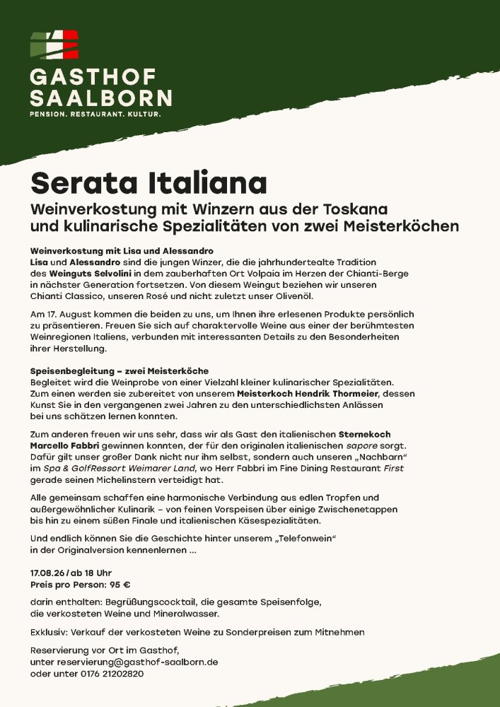 Serata Italiana im Gasthof Saalborn