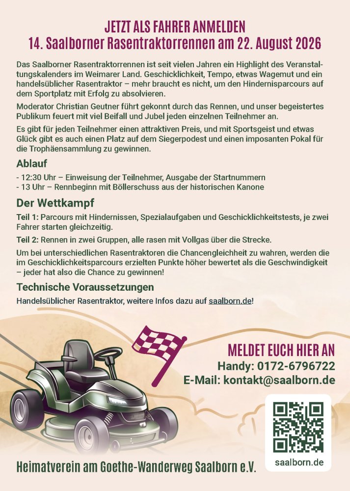 HEIMATFEST SAALBORN mit Rasentraktorrennen