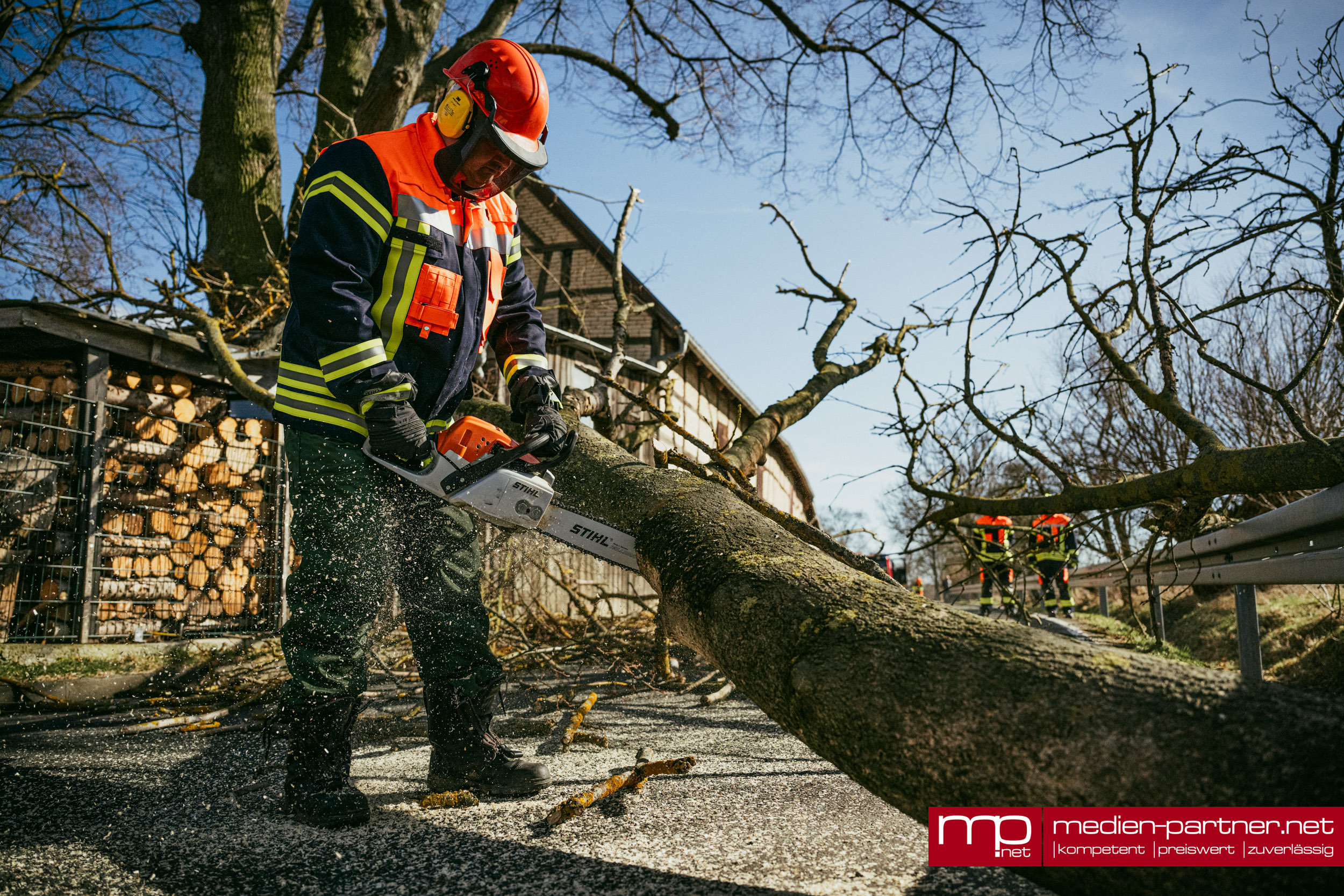 Baum begräbt Schleppdach in Altdörnfeld